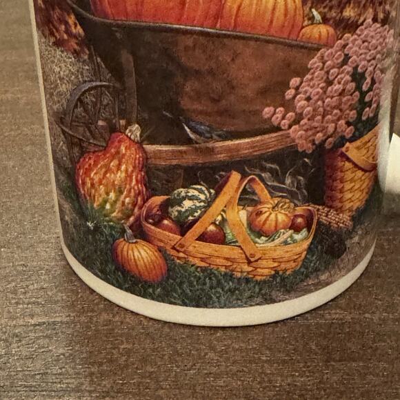 Longaberger Baskets Coffee Cup Mug Fall Harvest Thanksgiving Mums Pumpkin Gourds - Picture 7 of 12